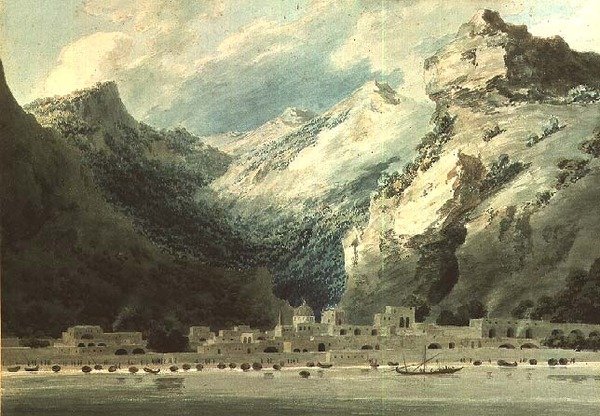 Cetera, kalastajakaupunki Salernonlahdella tekijältä John Robert Cozens