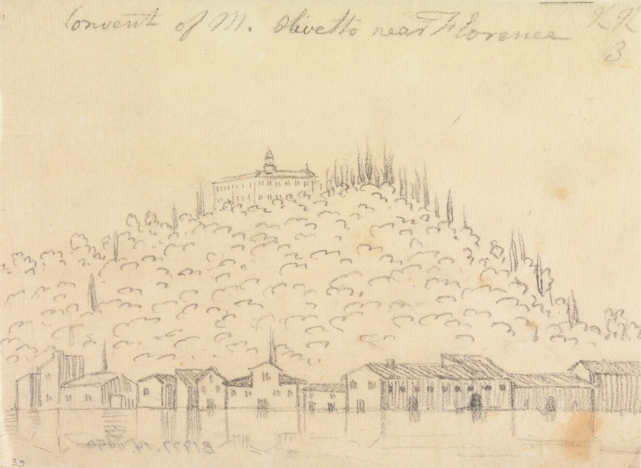 Monte Olivetton luostari Firenzen lähellä tekijältä John Robert Cozens