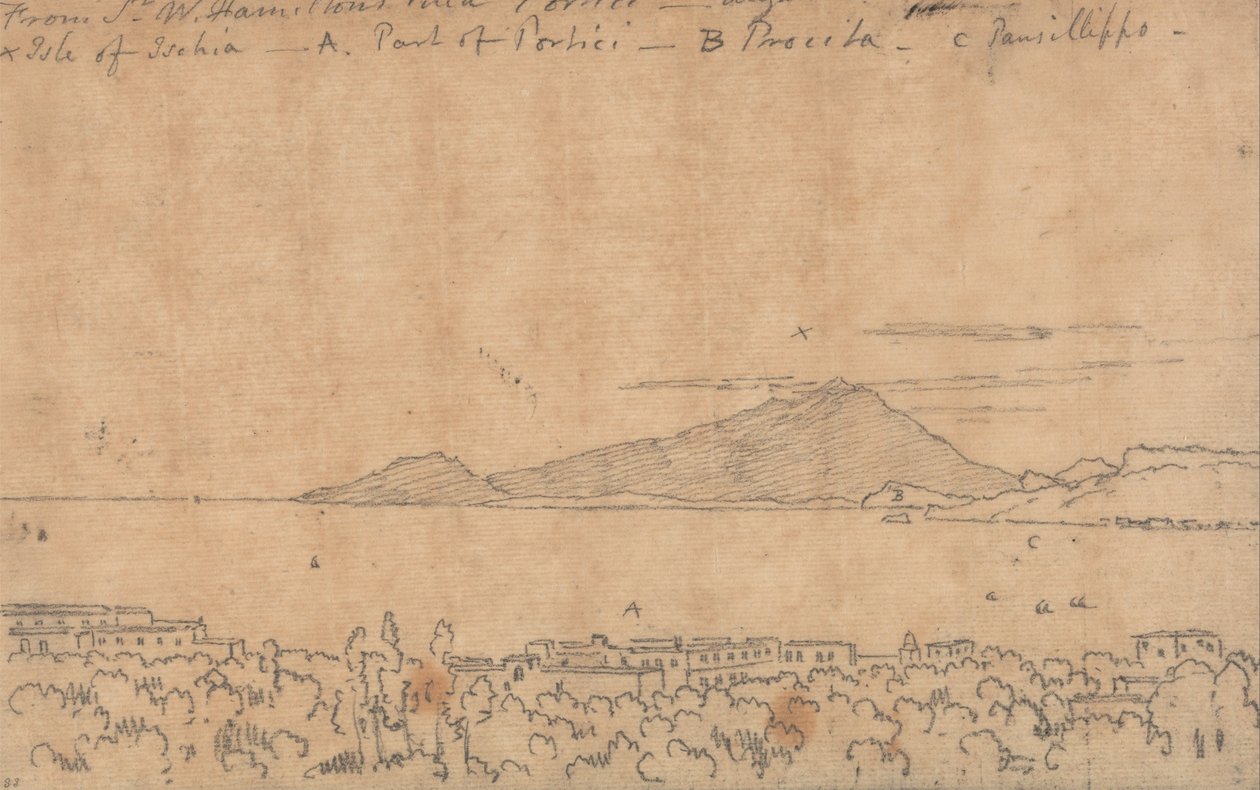 Sir W. Hamiltonin huvilasta, Portici, 12. elokuuta. tekijältä John Robert Cozens