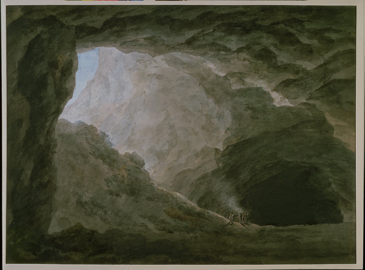 Grotto in the Campagna (akvarelli paperille) tekijältä John Robert Cozens