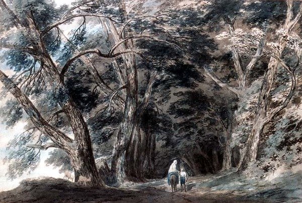 La Galleria di Sopra, Albano-järven yläpuolella, Italiassa. tekijältä John Robert Cozens