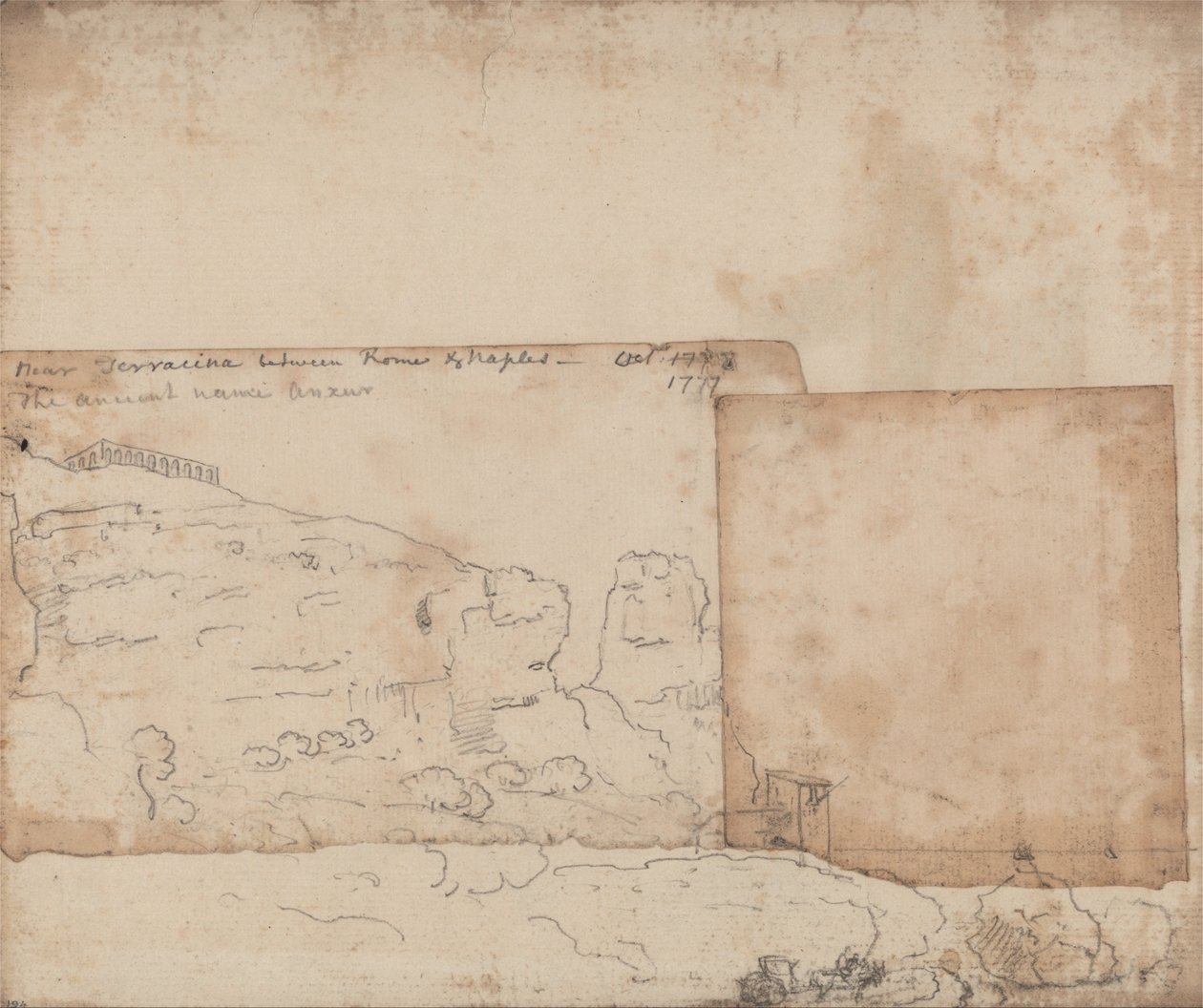 Terracinan lähellä Rooman ja Napolin välissä, lokakuu 1777. tekijältä John Robert Cozens
