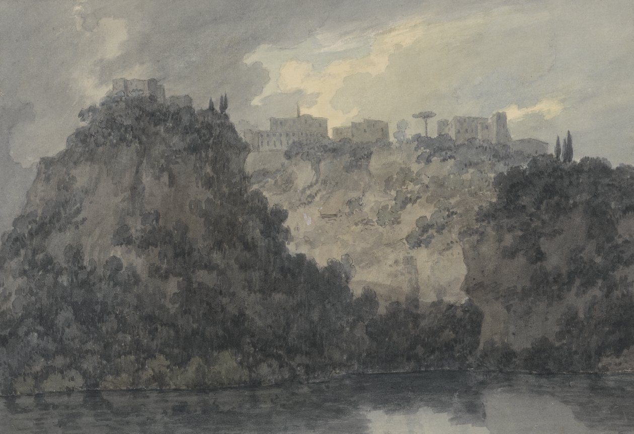 Nemijärvellä, n. 1780-83 (grafiitti ja w/c paperilla) tekijältä John Robert Cozens