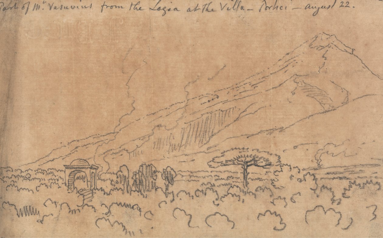 Osa Vesuvius-vuorta Loggiasta Villassa, Portici, 22. elokuuta tekijältä John Robert Cozens