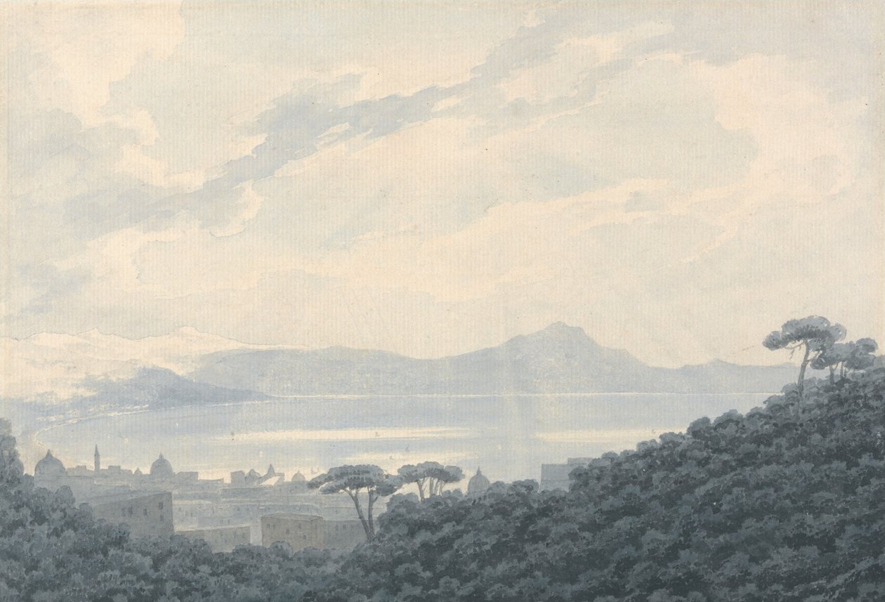 Napolinlahti Capodimontesta nähtynä, Italia tekijältä John Robert Cozens