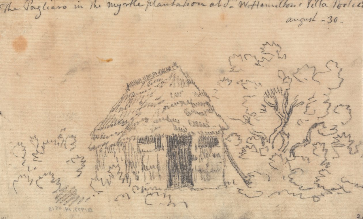 Pagliaro Sir William Hamiltonin huvilan myrttiplantaasissa Porticissa, Portici tekijältä John Robert Cozens