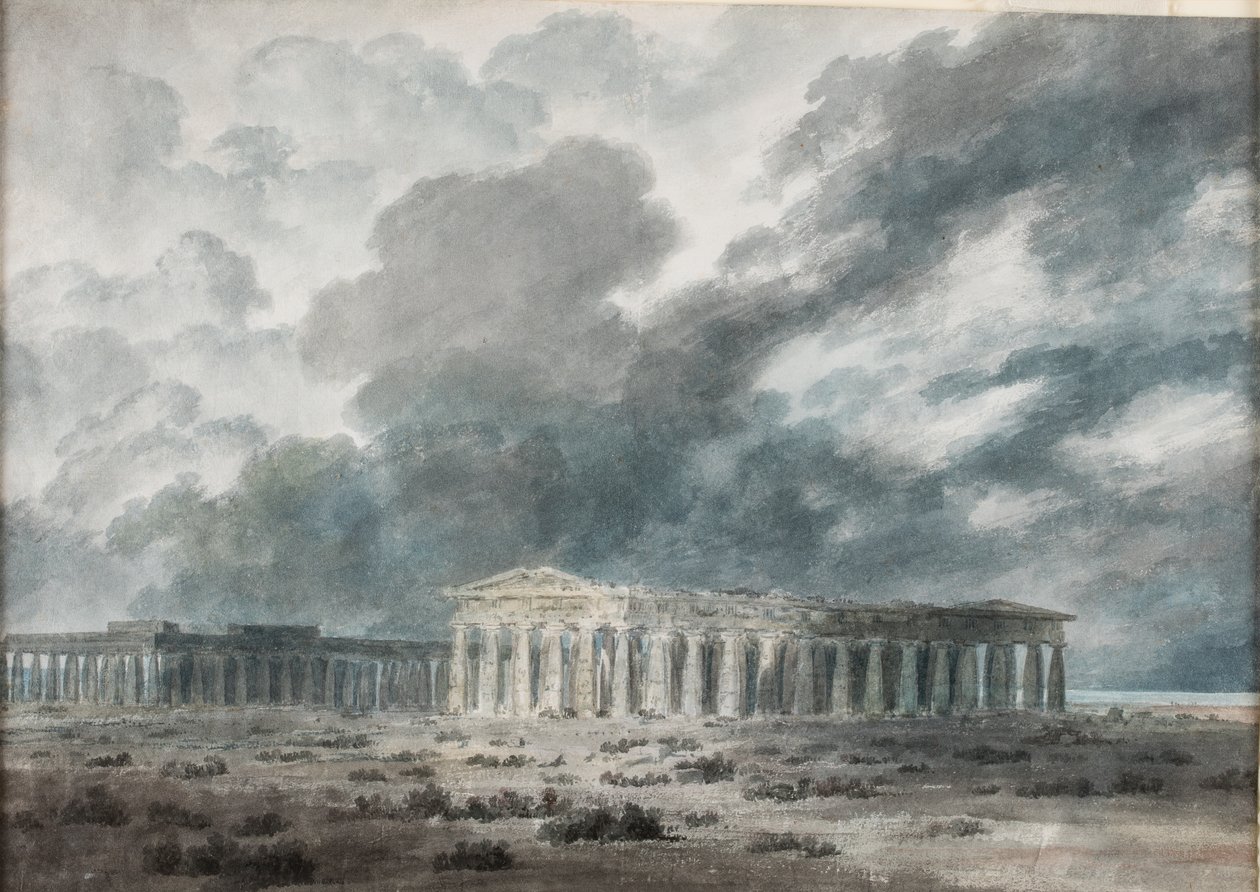 Kaksi suurta temppeliä Paestumissa tekijältä John Robert Cozens