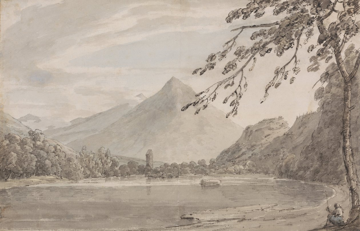 Unterseenin ja Brientz-järven välisellä Aare-joen varrella. tekijältä John Robert Cozens