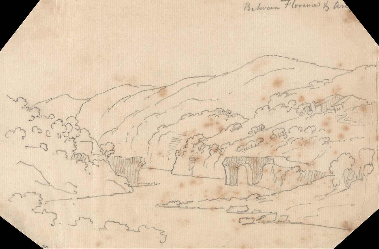 Näkymä Arnolle Firenzen ja Arezzon välillä tekijältä John Robert Cozens
