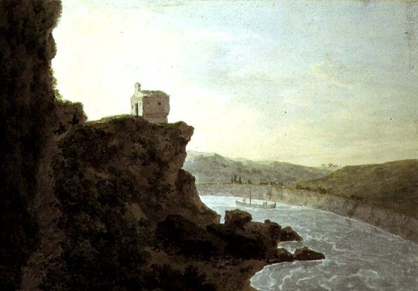 Näkymä Tiberille lähellä Ponte Mollea, kolmen mailin päässä Roomasta tekijältä John Robert Cozens