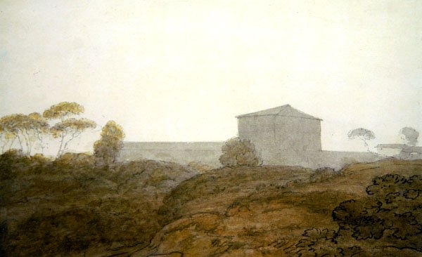 Villa Lante, Rooma (akvarelli paperille) tekijältä John Robert Cozens