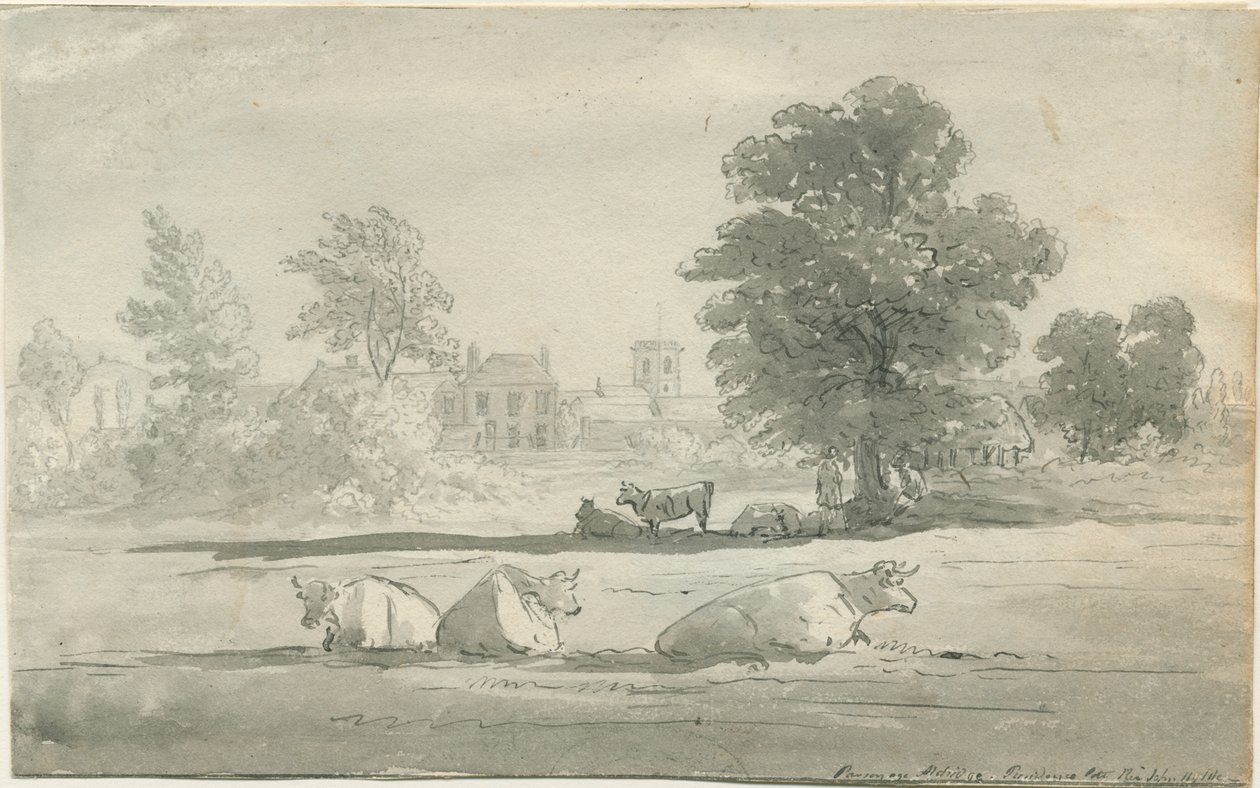 Aldridge - pappila: kynä- ja pesupiirustus, nd [1800-luku] tekijältä John Robert Fernyhough