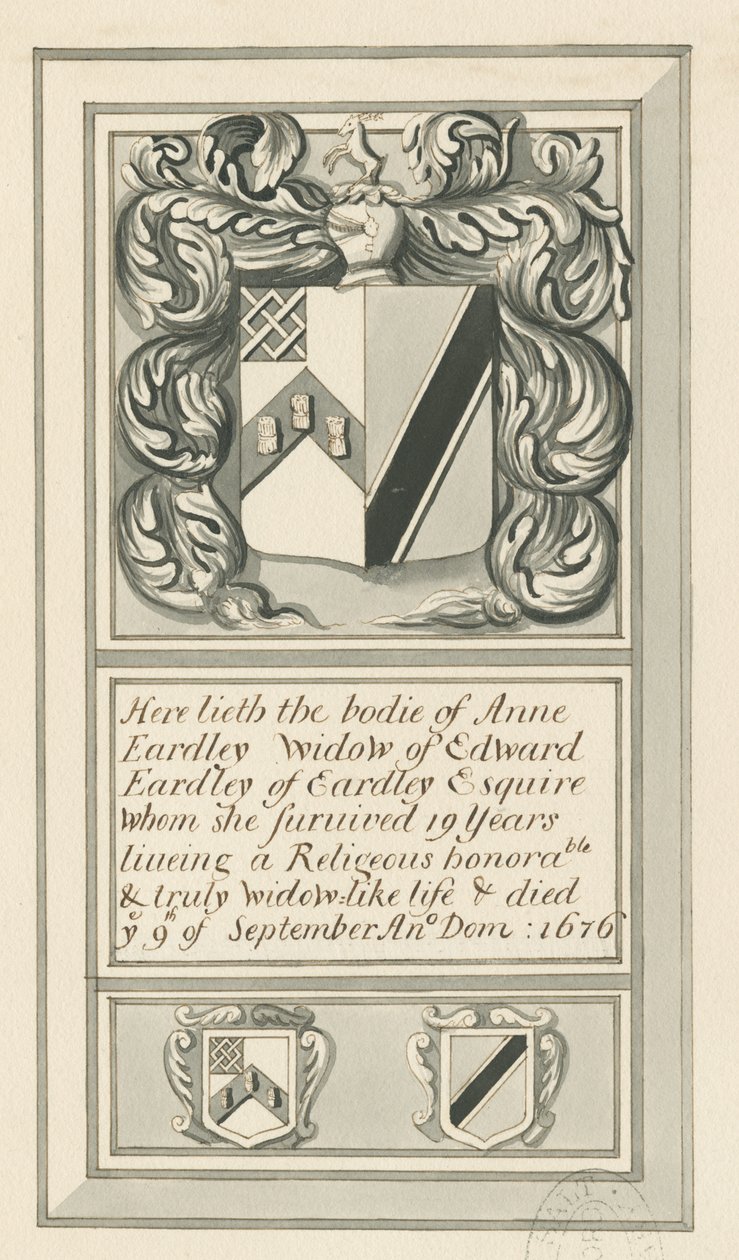 Audley Monuments - "Anne Eardley": kynä- ja pesupiirustus, nd [?19th Century] (piirustus) tekijältä John Robert Fernyhough