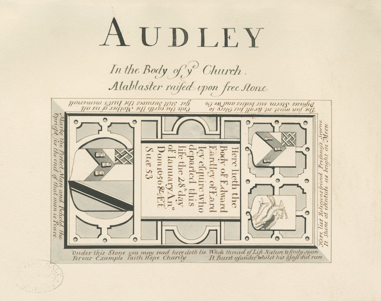 Audley Monuments - "Edward Eardley": kynä- ja pesupiirustus, nd [19th Century] (piirustus) tekijältä John Robert Fernyhough