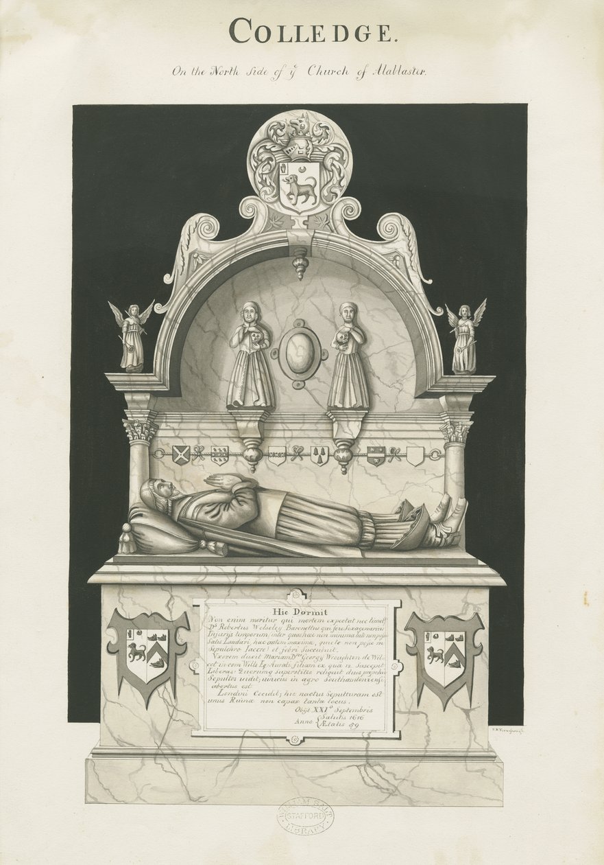 Colwich - Robert Wolseleyn hauta: seepiapiirros, nd [c 1837] tekijältä John Robert Fernyhough