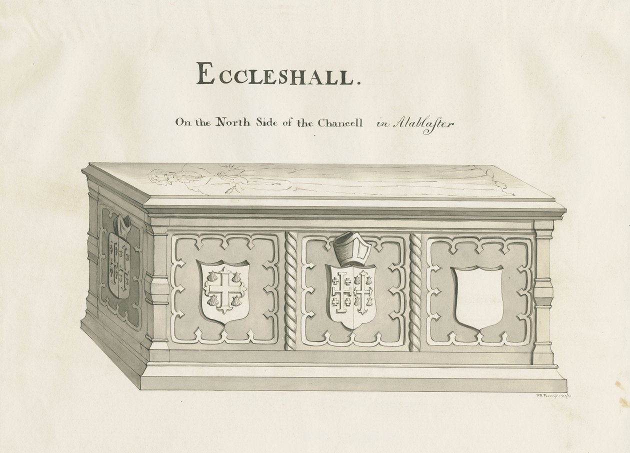 Eccleshall - Piispa Sampsonin hauta: kynä- ja pesupiirustus, nd [19th century] (piirustus) tekijältä John Robert Fernyhough