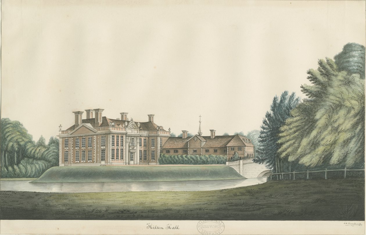 Hilton Hall: akvarellimaalaus ja [1800-luku] tekijältä John Robert Fernyhough