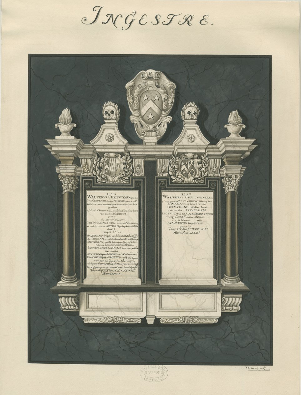 Ingestre Church - tabletit Walter Chetwynd vanhemmalle ja nuoremmalle: maalaus, nd [?19th century] (maalaus) tekijältä John Robert Fernyhough