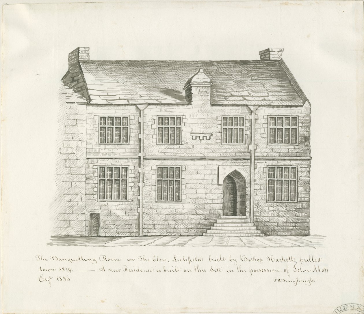 Lichfield - Juhlasali lähellä: seepiapesupiirustus ja [1800-luvun alku] (piirustus) tekijältä John Robert Fernyhough