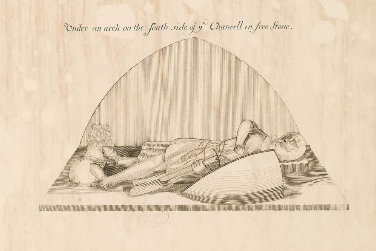 Swynnerton Church - Effigy: kynä- ja mustepiirustus, nd [1800-luku] tekijältä John Robert Fernyhough