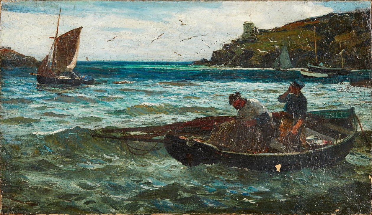 Fisherfolk (öljy kankaalle) tekijältä John Robertson Reid