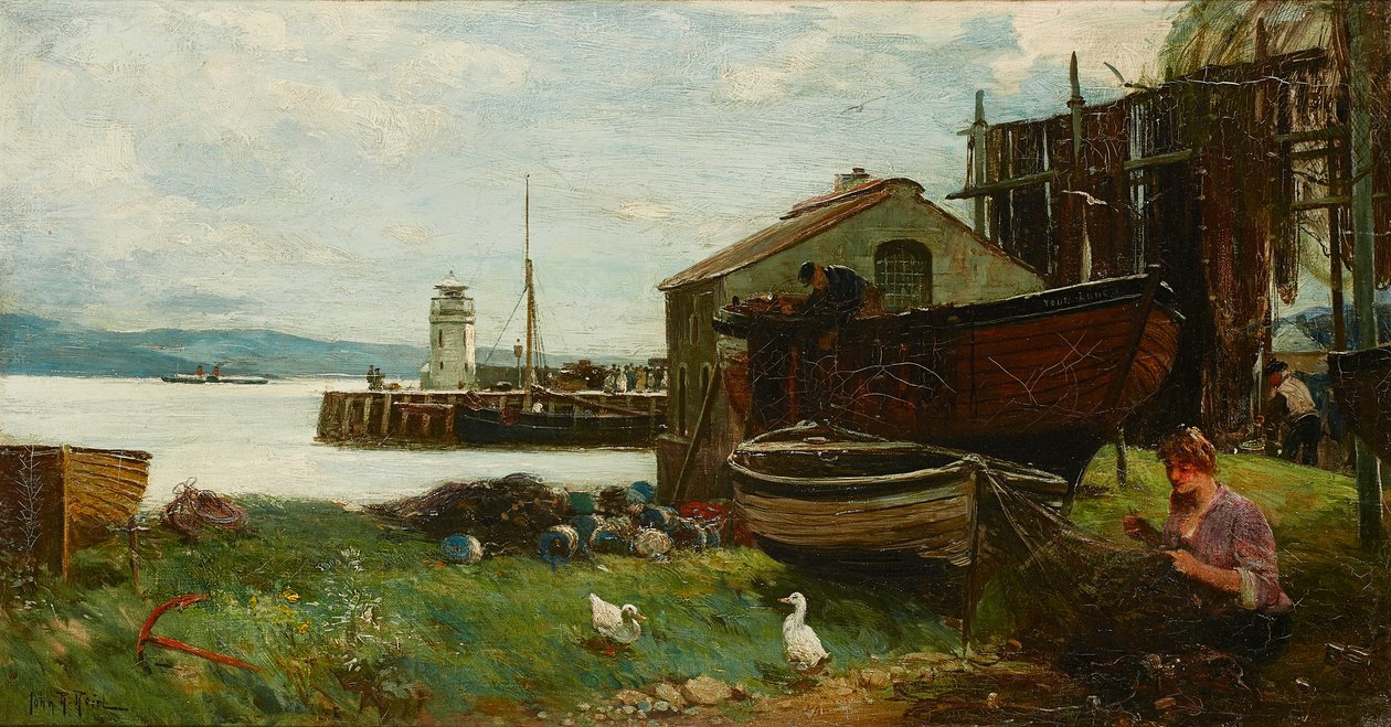 Verkkojen korjaaminen, Ardrishaig (öljy kankaalle) tekijältä John Robertson Reid