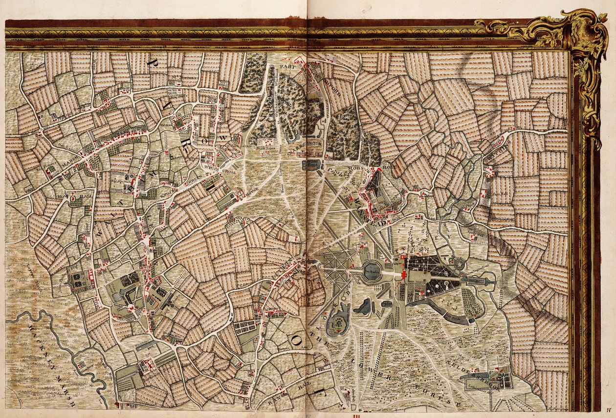 Hackneyn, Walthamin ja Wansteadin kartta tekijältä John Rocque