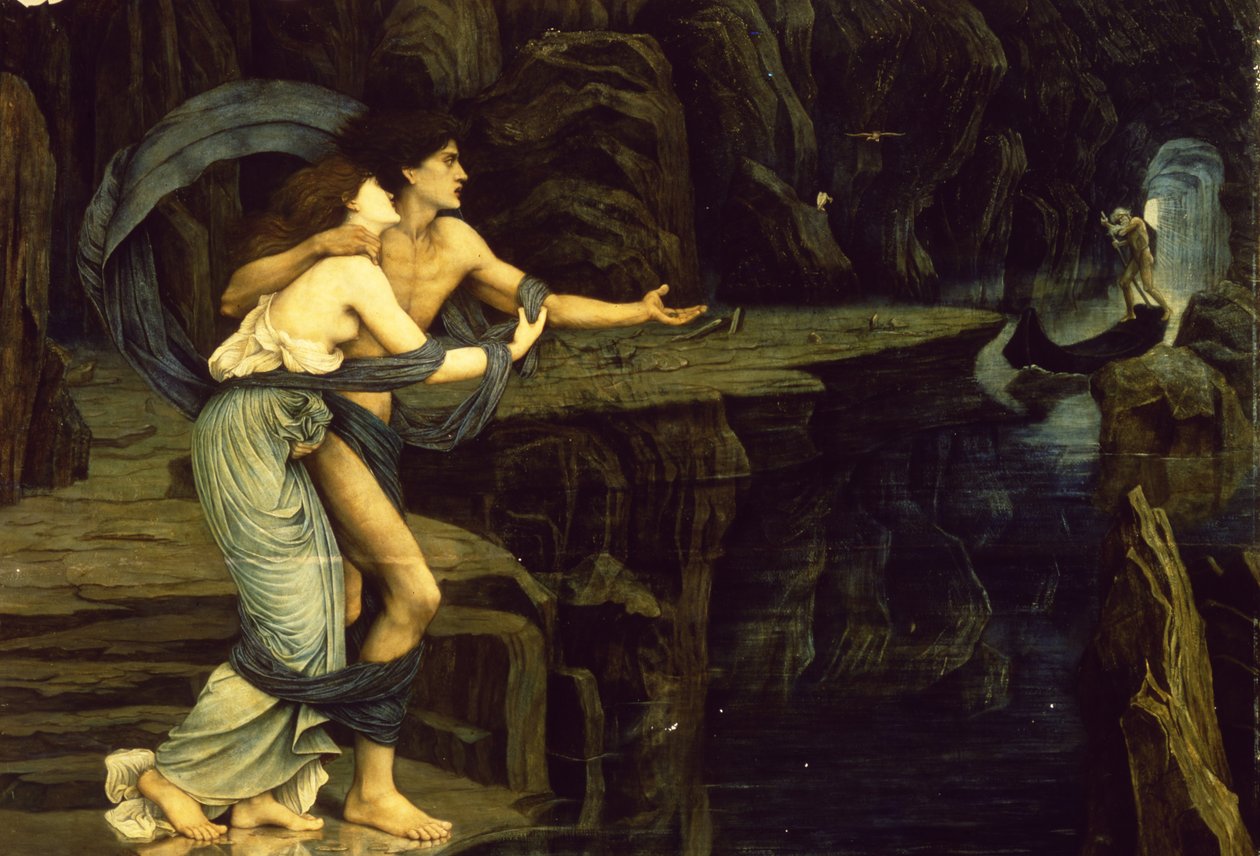 Orpheus ja Eurydice Styx-joen rannalla, 1878 tekijältä John Roddam Spencer Stanhope