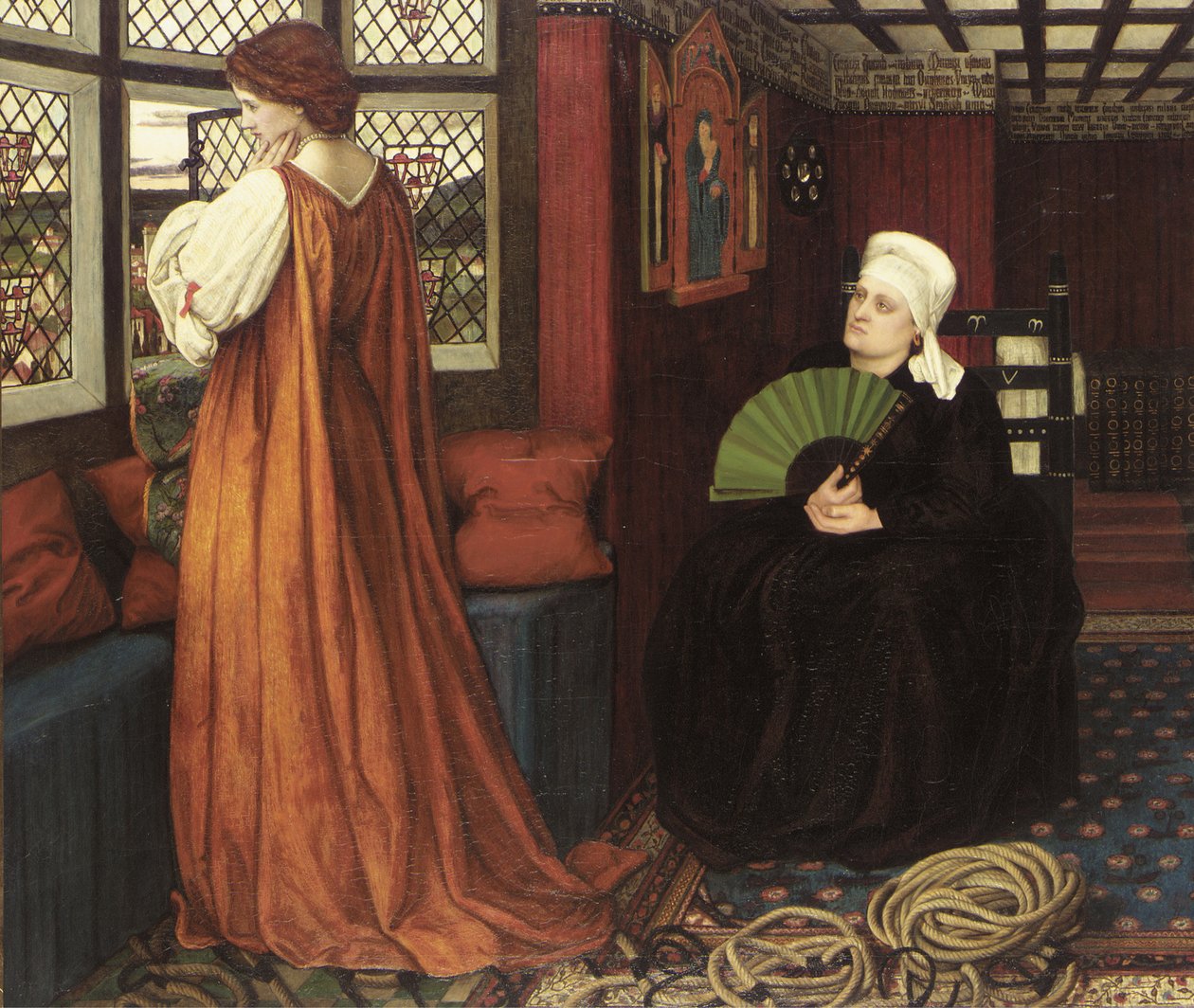 Prerafaeliittisia maalauksia: Julia ja hänen sairaanhoitajansa (Juliette et sa nourrice) par Stanhope (Spencer-Stanhope), John Roddam (1829-1908). Öljy kankaalle tekijältä John Roddam Spencer Stanhope