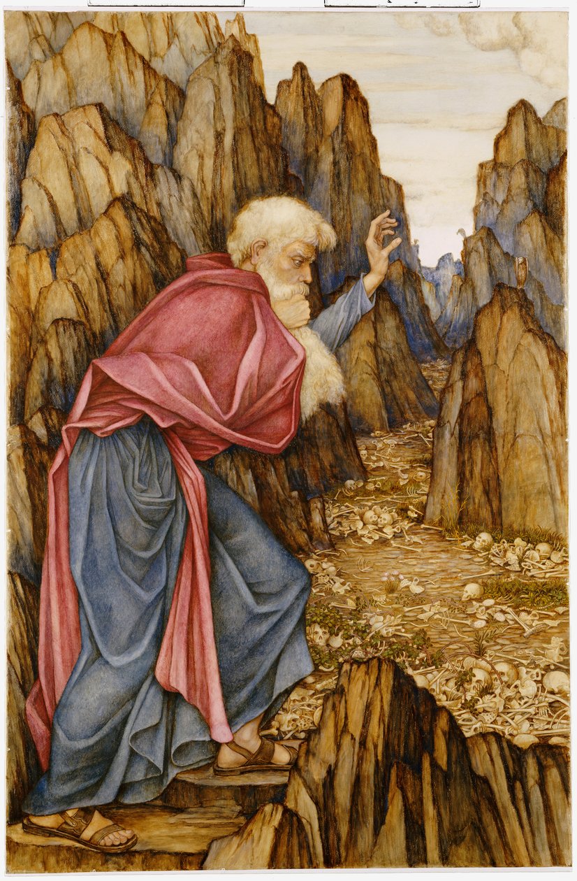 Hesekielin visio: Kuivien luiden laakso tekijältä John Roddam Spencer Stanhope