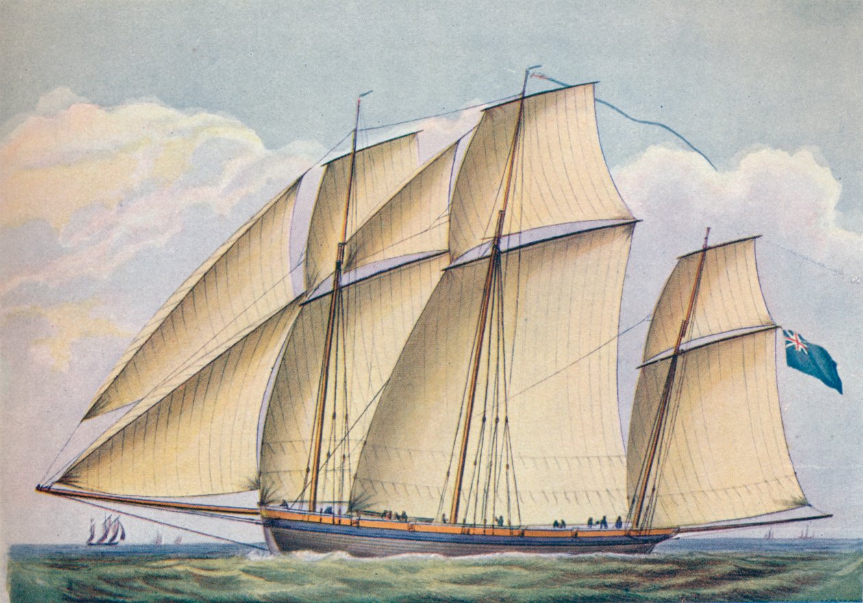 Aseistettu Lugger Close Vedelly with All Sail Set, 1825 tekijältä John Rogers
