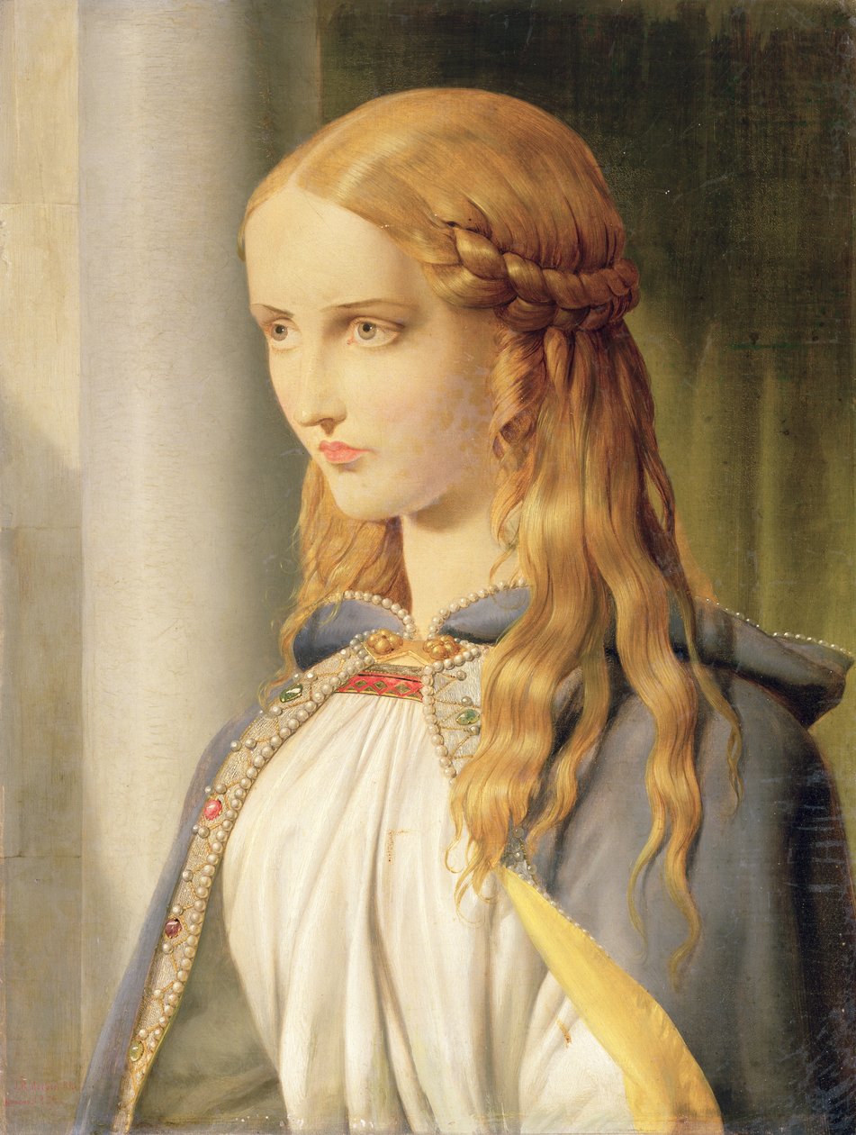 Cordelia Disinherited, 1850 öljy kankaalle yksityiskohta kuvasta 90710 tekijältä John Rogers Herbert