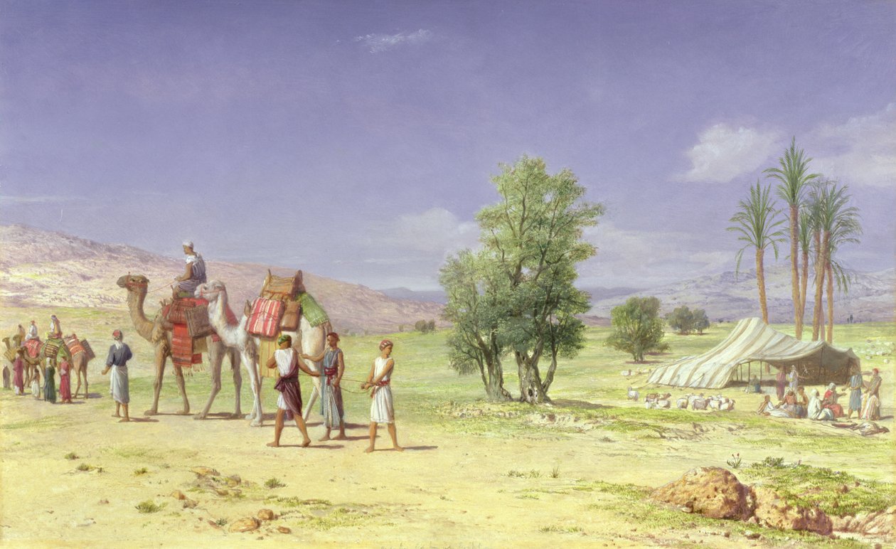 Madian kauppiaat vievät Josephin veljiltään, 1879 (öljy kynällä laivalla) tekijältä John Rogers Herbert