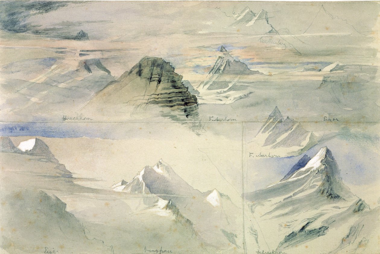 Alpine Peaks: Jungfrau ja muut, 1846 tekijältä John Ruskin