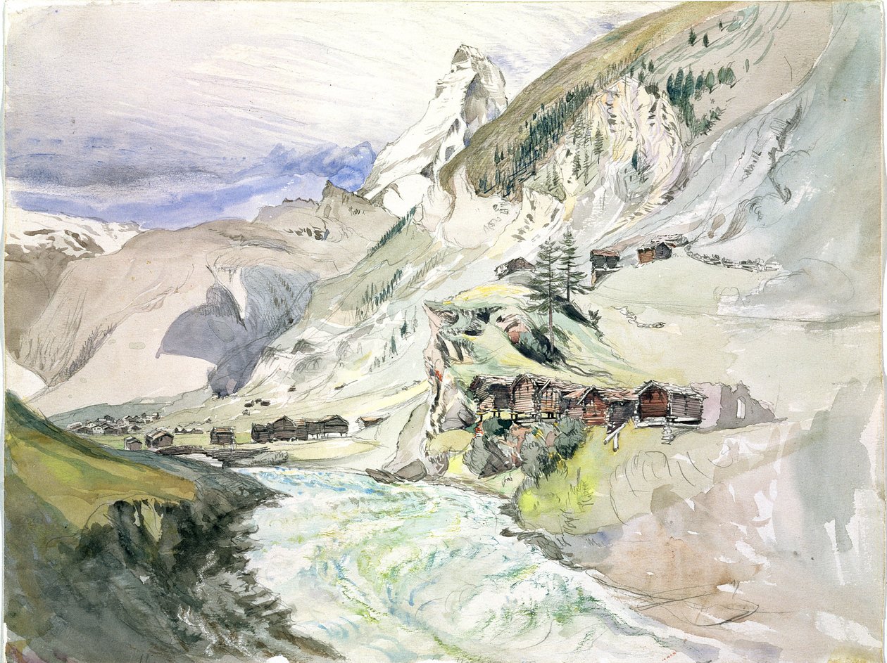 Alppien laakso: Matterhorn kaukana tekijältä John Ruskin