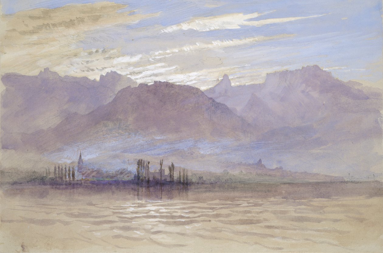Aamu keväällä, koillistuulen kanssa, Veveyssä, touko-kesäkuu 1849 tai 1. toukokuuta 1869 tekijältä John Ruskin