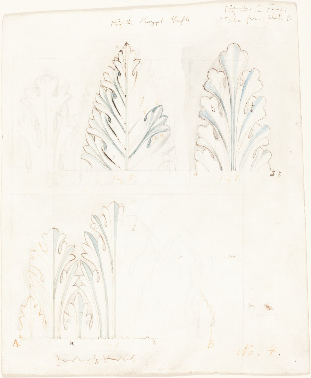 Koristeoppi Acanthus-aiheella teokselle "The Stones of Venice" tekijältä John Ruskin