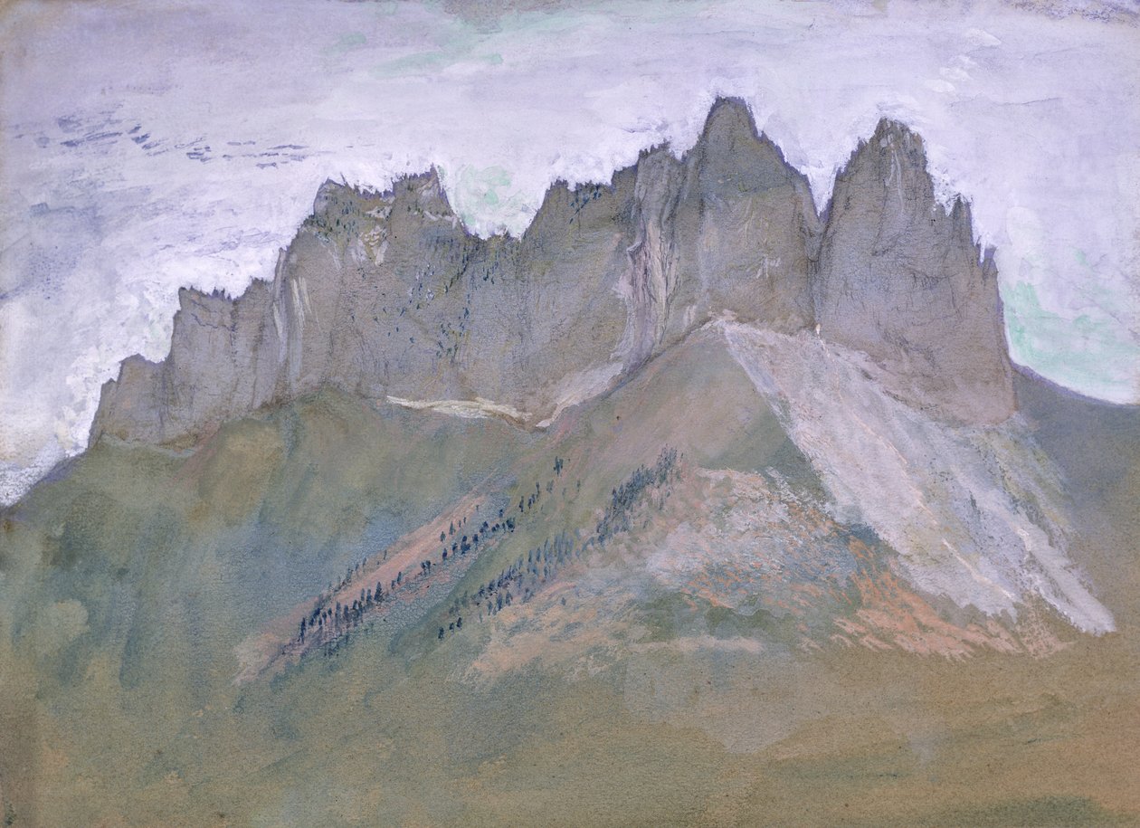 Rochers de Lanfon, Annecy-järvi, n. 1860 (guassi ja wc paperilla) tekijältä John Ruskin