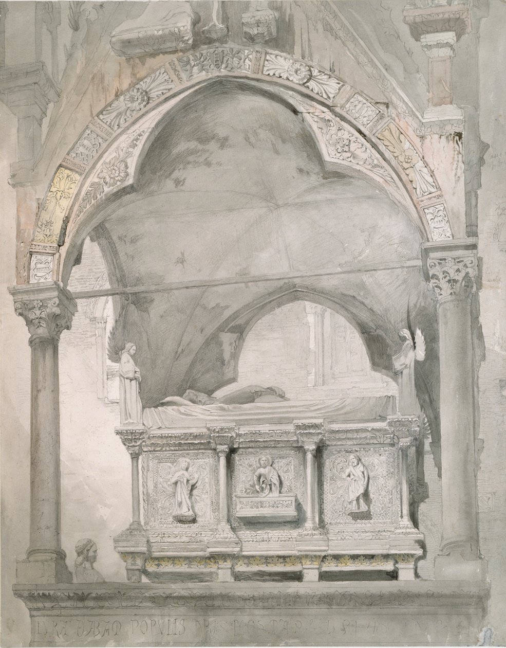 Tutkimus Mastino II della Scalan haudasta Veronassa, 1852 tekijältä John Ruskin