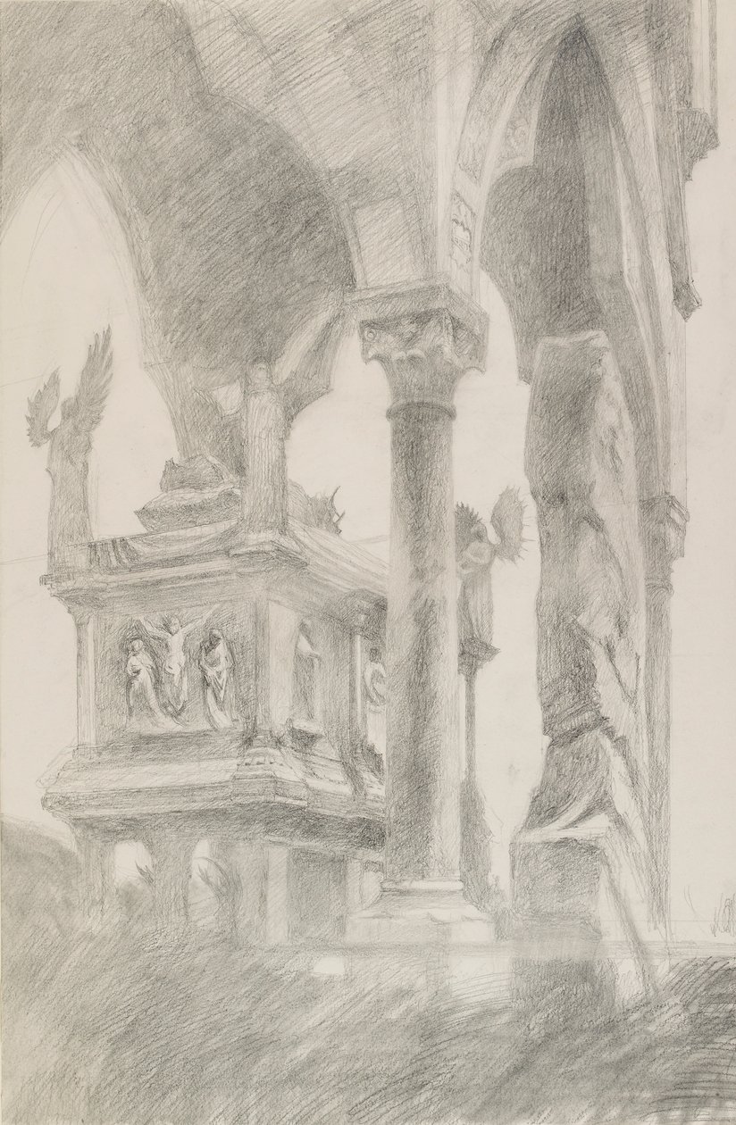 Tutkimus Mastino II della Scalan haudasta Veronassa, n. 1869. tekijältä John Ruskin
