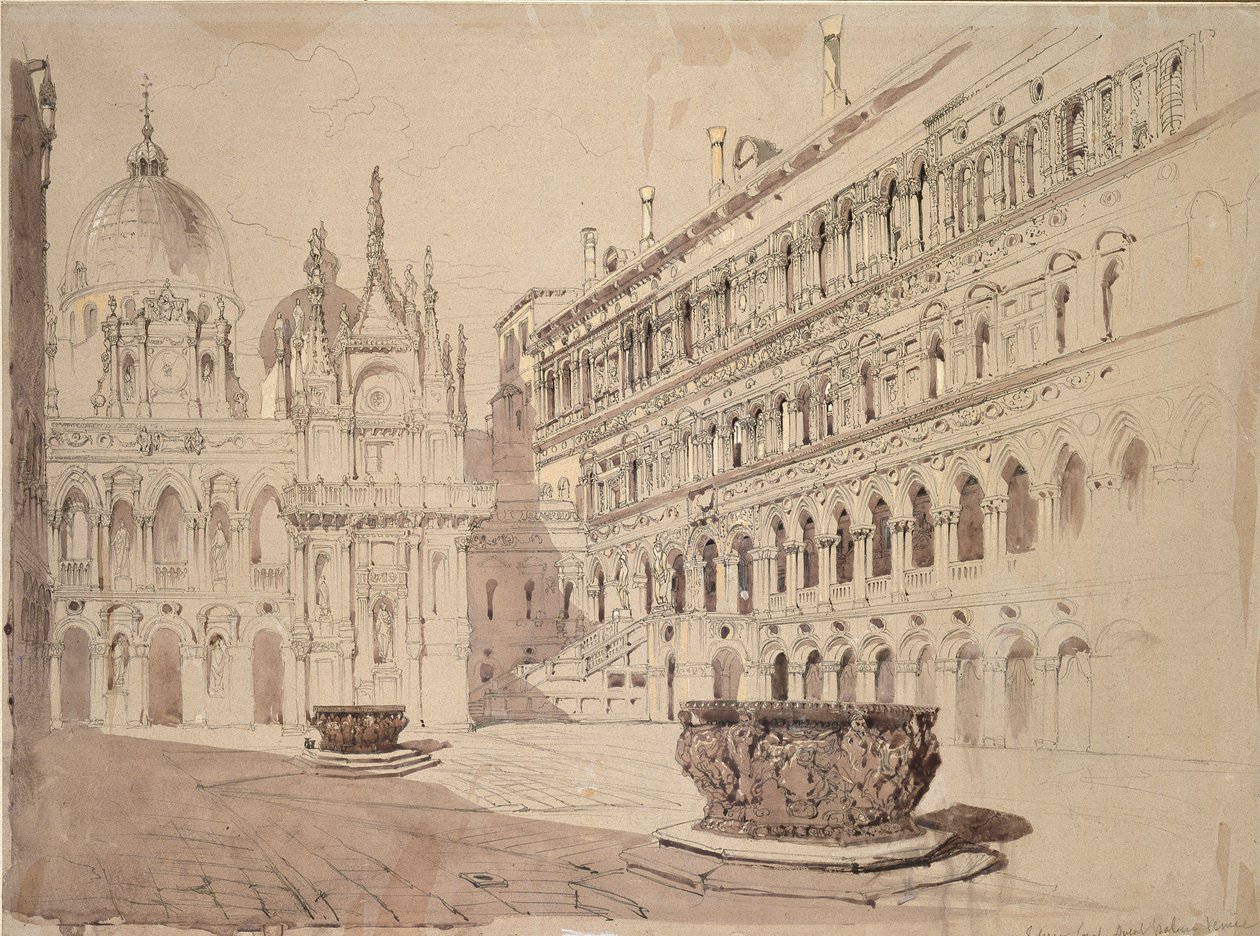 Ducal Palacen tuomioistuin, Venetsia, toukokuu 1841 tekijältä John Ruskin