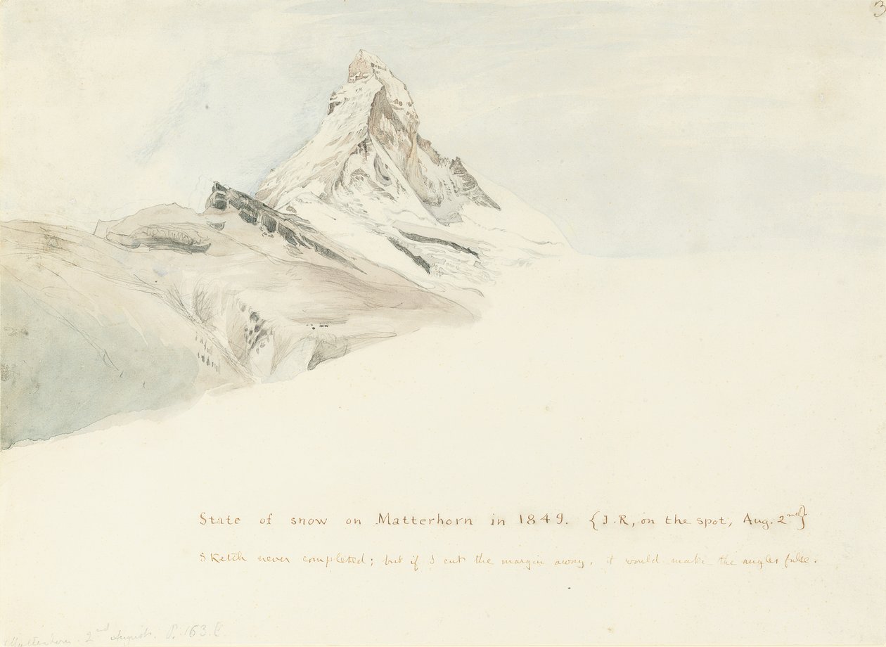 Matterhorn, Sveitsi, koillisesta, 1849 tekijältä John Ruskin