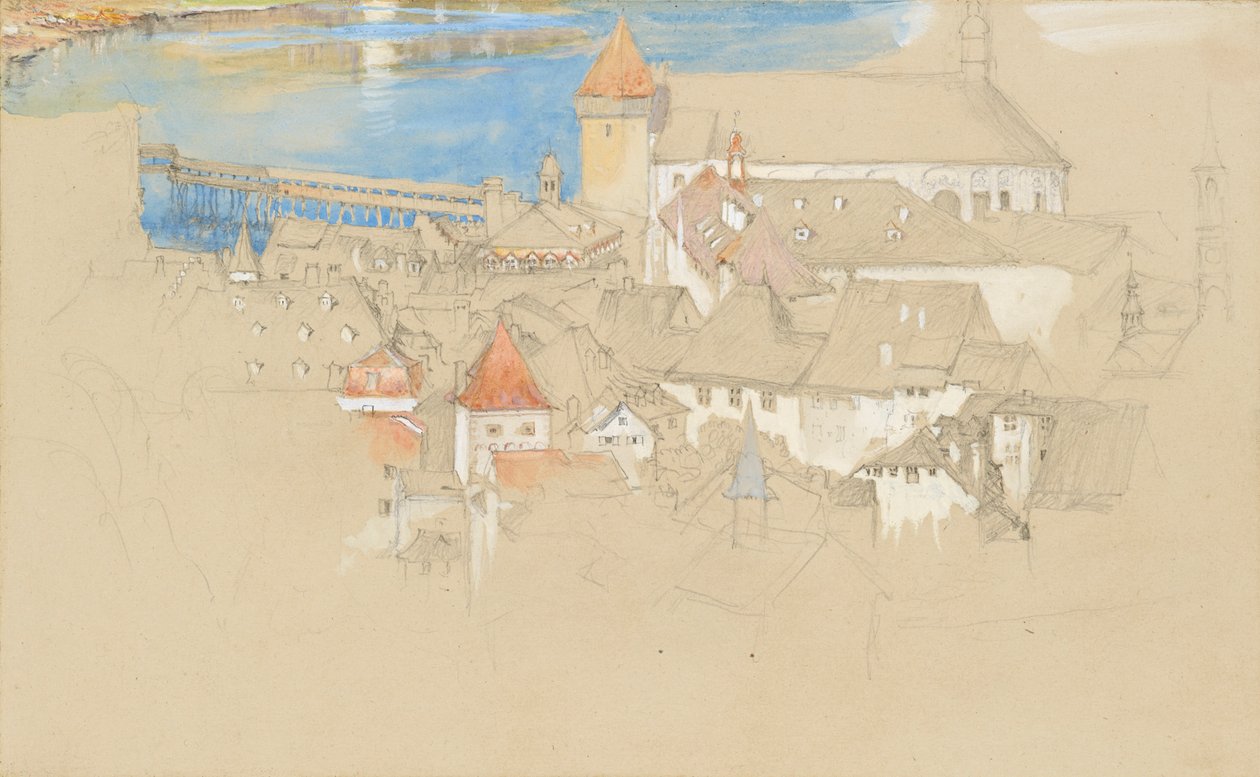 Näkymä Luzerniin ylhäältä, 1861 tai 1866 tekijältä John Ruskin