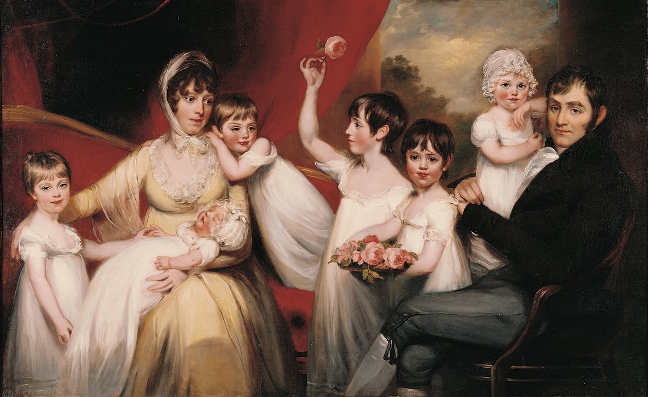 John Lee ja hänen perheensä, noin 1800 (öljy kankaalle). tekijältä John Russell
