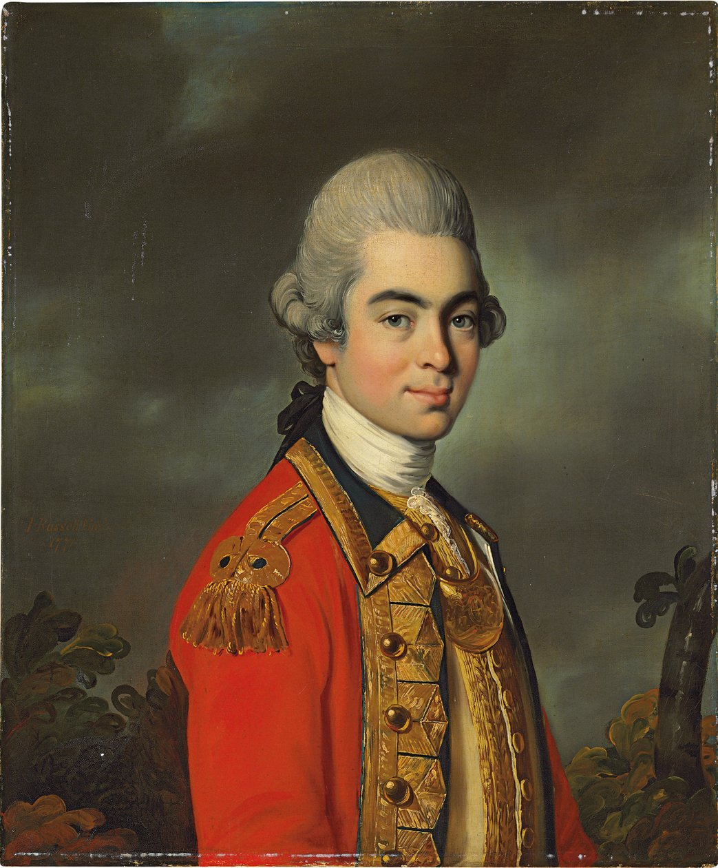 Kenraaliluutnantti Sir James Duffin muotokuva, puolipitkä, sotilasunivormussa, 1771 tekijältä John Russell