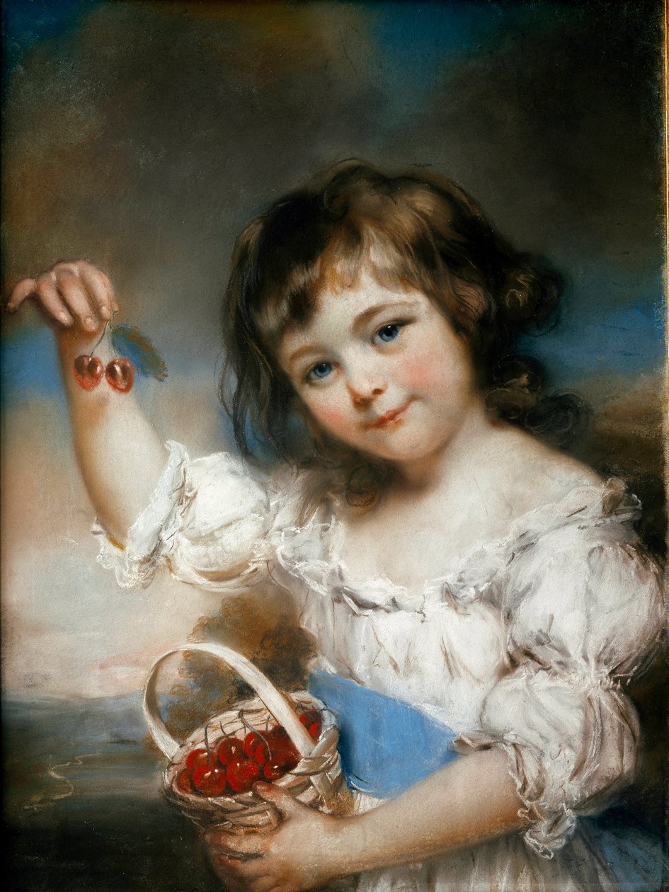John Russellin (1745-1806) The Cherry Child Painting Sun. 0,61x0,42 m Pariisi, Musee du Louvre tekijältä John Russell