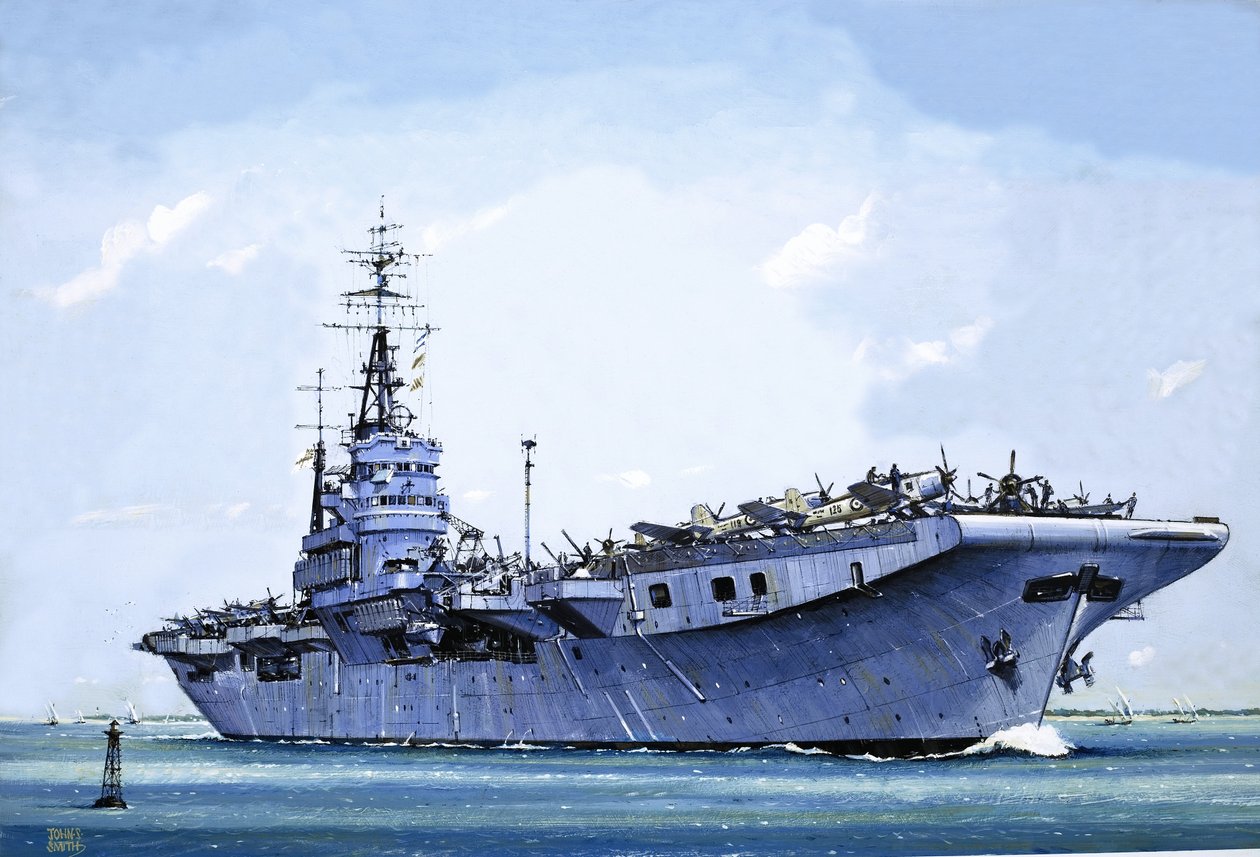 HMS Emperor, joka muutettiin kauppalaivasta lentotukialukseksi toisen maailmansodan aikana. tekijältä John S. Smith