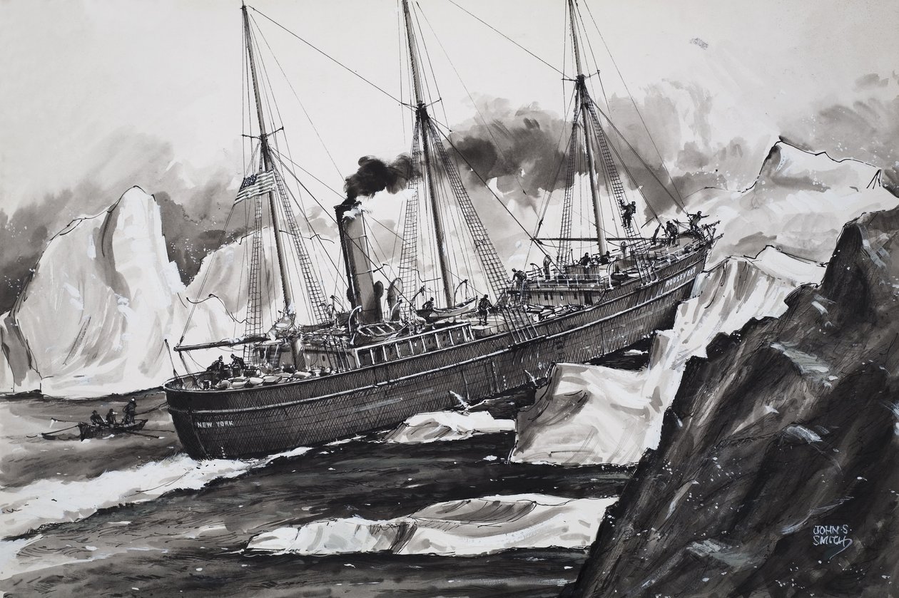 Roosevelt murskaa jäätä päästäkseen pohjoisnavalle (guassi paperille). tekijältä John S. Smith