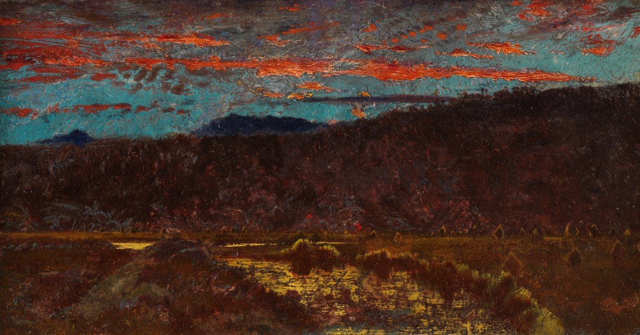 Somerset Cornfield (öljy kankaalle asetettu paperille) tekijältä John Samuel Raven