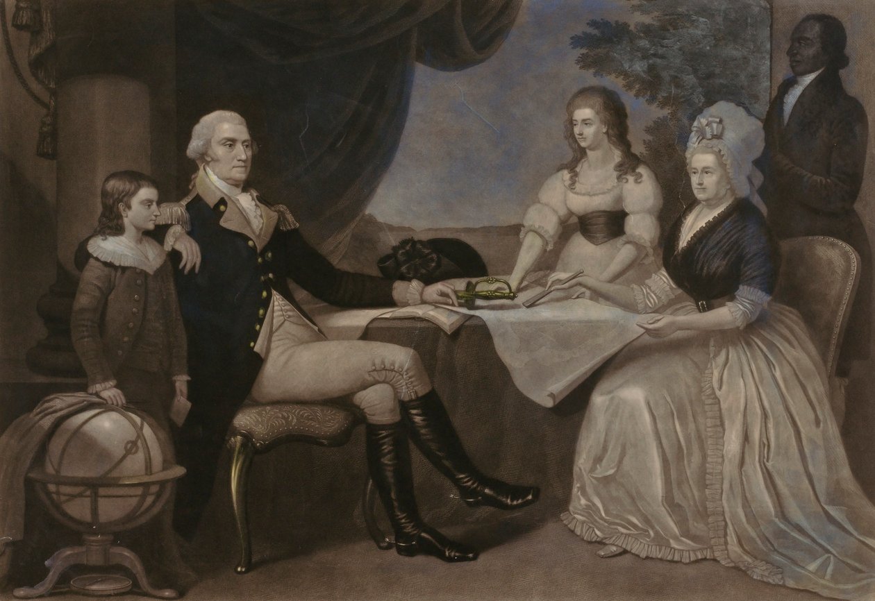 George Washington ja hänen perheensä tekijältä John Sartain